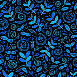 Enchanted Garden Dragonfly Leaf Spiral Whimsical Abstract Motif (Black)