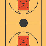Basketball Court Yellow Floor Red Key Black Lines Black Circle(Beige)