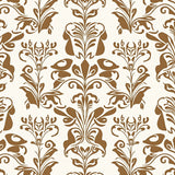 Elegant Botanical Garden Vine Scroll Damask Nouveau (Brown)