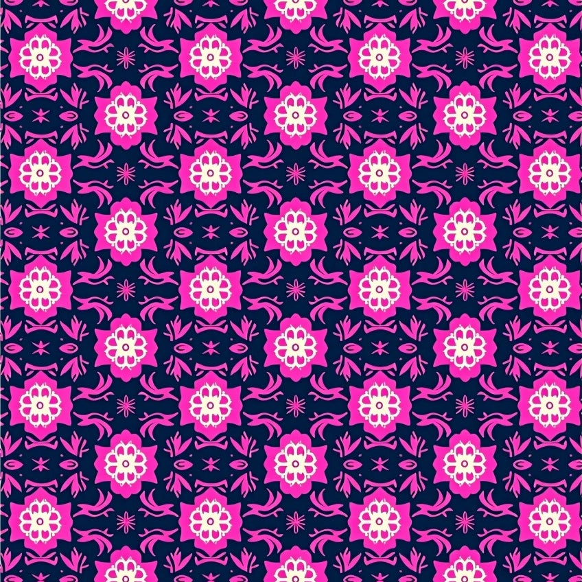 Decorative Interlocking Floral Mesh with Stylized Leaf (Pink) - ODIKA