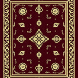 Empress Rocaille Scrolls and Damask Blooms with Interlocking Arabesque(Red)