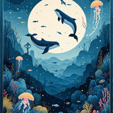 Enchanted Ocean Boho Area Rug Kids Room Playmat Carpet(Blue)