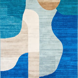 Modern Abstract Blue & Beige Area(Blue)