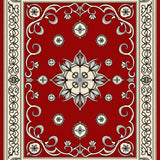 Floral Medallion Scrollwork with Baroque Motifs and Vine Accents(Red)