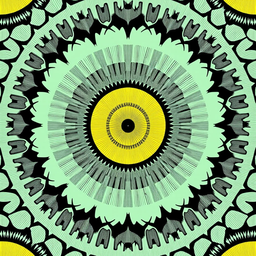 Sage Textile with Sunburst Petal Arrangements (Green) - ODIKA