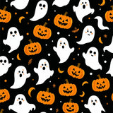 Spooky Ghost & Pumpkin Patch Area Rug for Festive Fall Decor(Black)