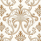 Classic Damask Scroll with Elegant Flourishes(Brown)