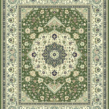 Elegant Rectangular Featuring Timeless Olive and Cream Medallion Design(Green)