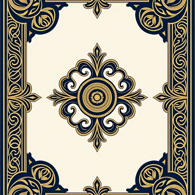 Luxurious Palatial Damask Scrollwork Grandeur Centerpiece (Gold) - ODIKA