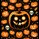 Charming Halloween Themed Round with Pumpkin and Skull Motifs(Orange)