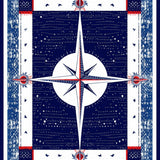 Maritime Compass Medallion Indoor Nautical Area Rug for Patio Decor(Blue)
