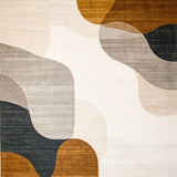 Modern Non Slip with Curved Lines and Earthy Neutral Palette(Beige)