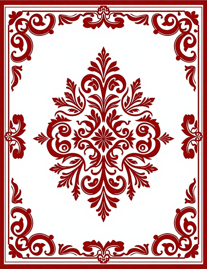 Timeless Elegance Faded Ornamental Damask Artistry (Red) - ODIKA