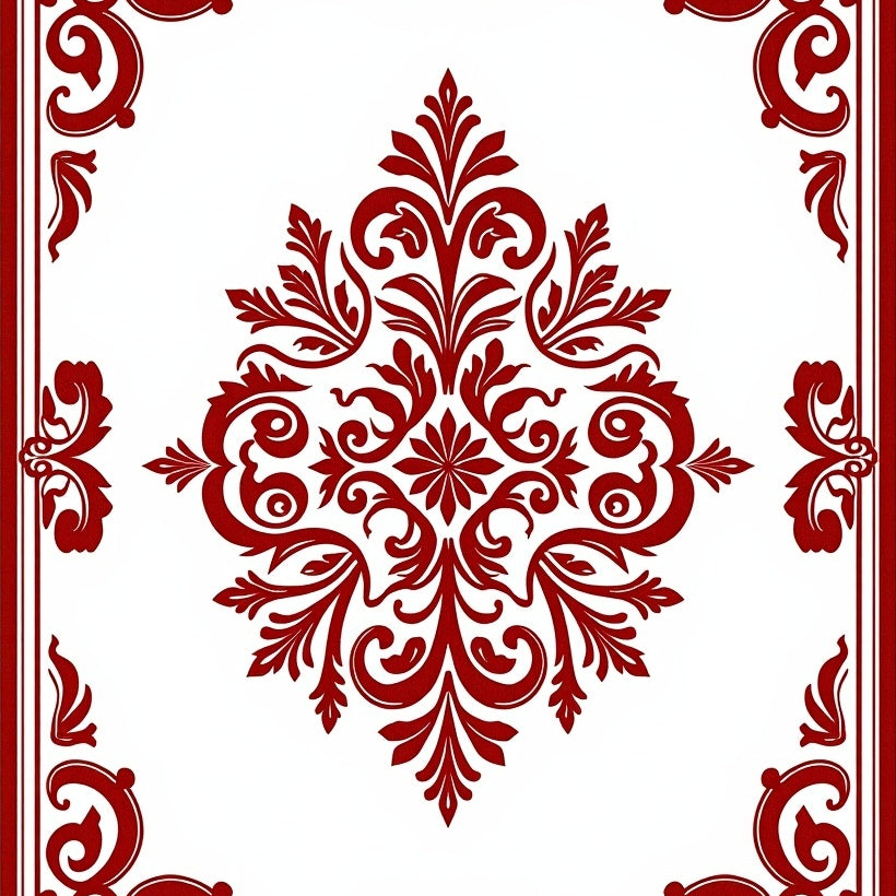 Timeless Elegance Faded Ornamental Damask Artistry (Red) - ODIKA