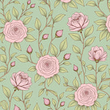 Cottage Garden Rose Vine Tapestry with Romantic Appeal (Pink)