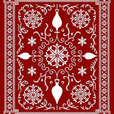 Festive Holiday Aisle with Vintage Ornament Motifs and Snowflake Accents(Red)