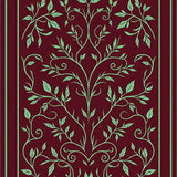 Botanical Vine with Leaf Scrollwork(Red)