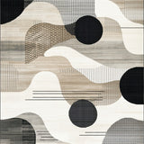 Intricate Abstract Area Featuring Shapes in Beige and Grey(Gray)