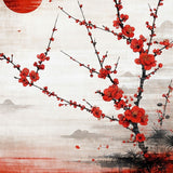 Vivid Cherry Blossom Abstract Art(Red)