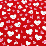 Kawaii Burst Design Floor with Cute Character Motifs (Red)