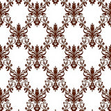 Classic Damask Scroll with Decorative Vine Details (Brown)