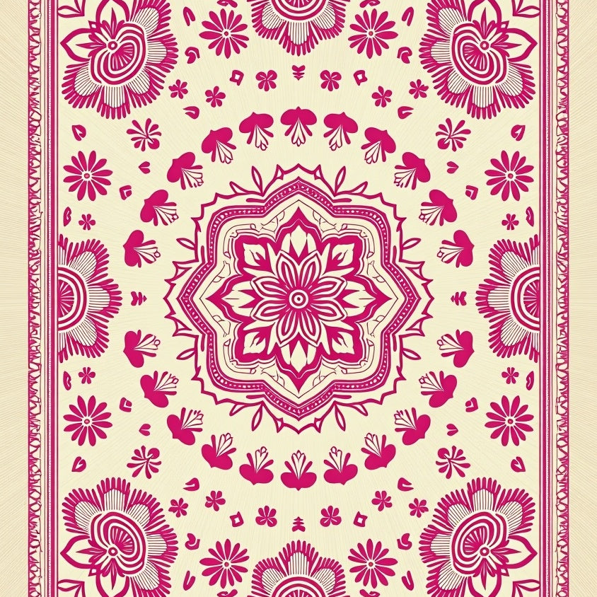 Symmetrical Floral Accents with Ornamental Detailing (Ivory) - ODIKA