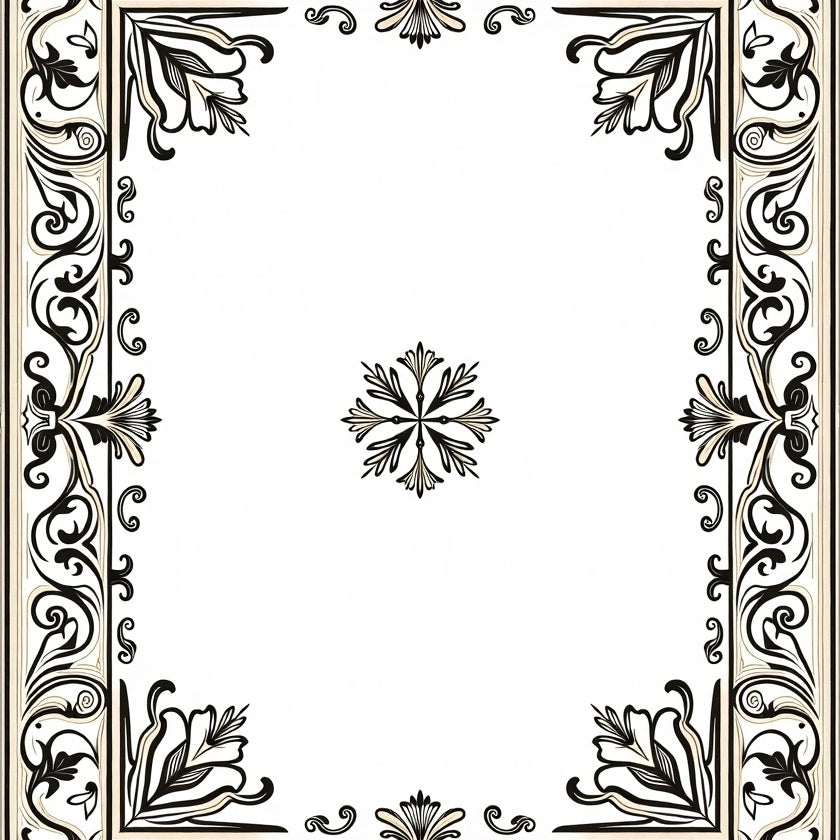 Baroque Motif with Elaborate Palmette and Scroll Details (Black) - ODIKA