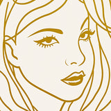 Opulent Retro Starlet Inspiration Abstract Face Outline(Gold)
