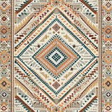 Boho with Diamond Tribal Motifs and Muted Brown Beige Palette(Gray)