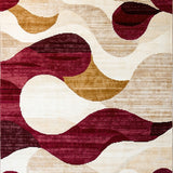 Artistic Swirl Area in Deep Burgundy and Warm Beige Tones(Beige)