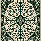 Enchanted Forest Area with Mystical Tree Motifs(Beige)