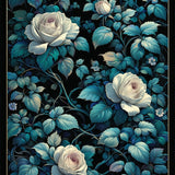 Chic Black Floral(Blue)