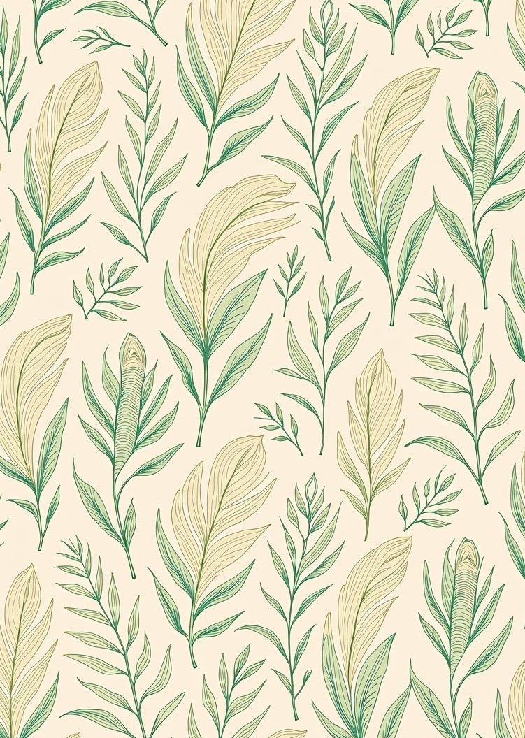 Feathered Plume Botanical Motif Pathway Covering (Ivory) - ODIKA