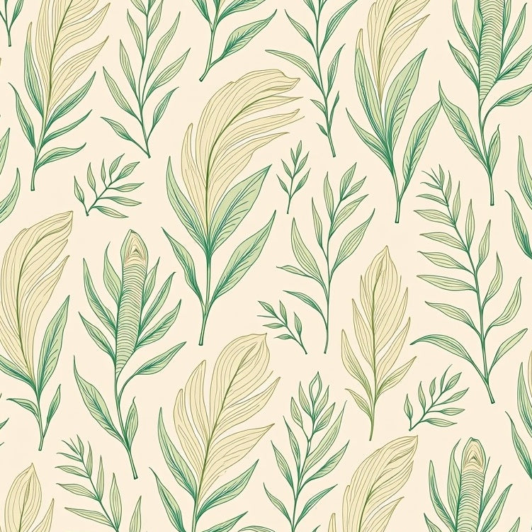 Feathered Plume Botanical Motif Pathway Covering (Ivory) - ODIKA