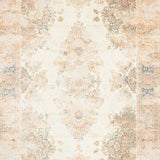 Faded Floral Beige Area Distressed Ornamental(Beige)