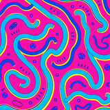 Roadway Adventure Map Featuring Playful Vehicle Trails and Traffic Signs (Pink)