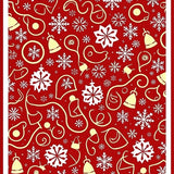 Whimsical Snow Crystal Mosaic with Interlocking Festive Icons(Red)