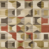 Clean Lines Modern Geometric Area In Deep Beige And Brown(Beige)