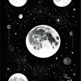 Mystic Moonbeam Black & White Lunar Phase Bath Mat Boho(White)