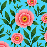 Blooming Peony with Watercolor Splash Effects (Blue)