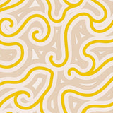 Modern Interlocking Maze Abstract With Subtle Brushstroke Motifs(Yellow)