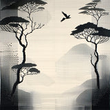 Abstract Savannah Chic Beige Field with Stark Black Formations(Black)