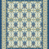 Intricate Floral Trellis Area with Elegant Beige and Sea Blue Design(Ivory)