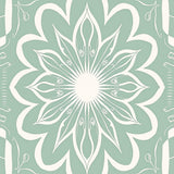 Abstract Floral Medallion Featuring Interlocking Petal Shapes and Swirls(Green)