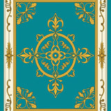 Classic Damask Scrollwork with Elegant Framed Edge Accent (Teal)