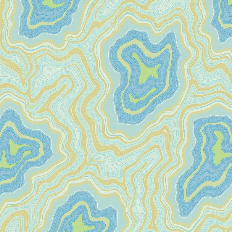 Abstract Swirls with Muted Tones and Boho Accents (Blue) - ODIKA