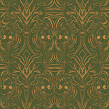 Ornate Floral Maze with Symmetrical Interlocking Petal Design(Green)