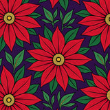 Vintage Poinsettia Floral Holiday Tapestry with Blooming Petals(Red)