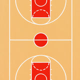 Basketball Court Wood Floor Red Key White Lines(Beige)