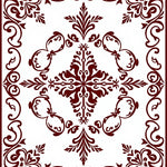 Classical Damask Heritage Design with Scrollwork Motifs (Maroon) - ODIKA